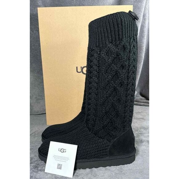 UGG 1146010 Women's Sz 6 Black Classic Cardi Cable-Knit Pull On Boots - Picture 16 of 16